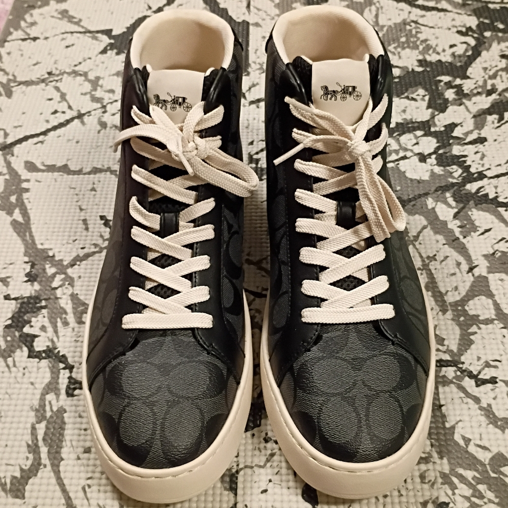 Coach High Line High Top Sneakers Black White Gray Men's Size 12